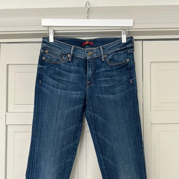 7 For All Mankind Dark Blue Flare Jeans - Picture 2 of 5